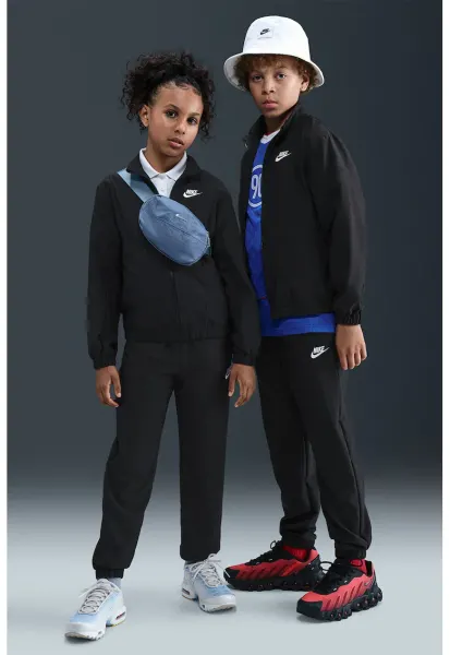 Trening cu fermoar si model colorblock Sportswear - Alb/Negru stins