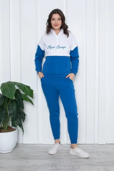 Trening cu gluga pentru dama vatuit, Style, albastru