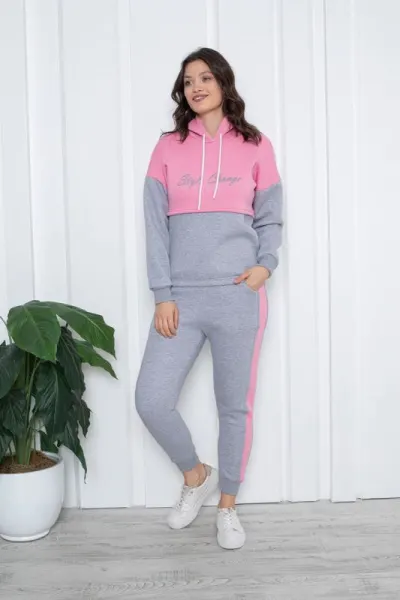 Trening cu gluga pentru dama vatuit, Style, gri