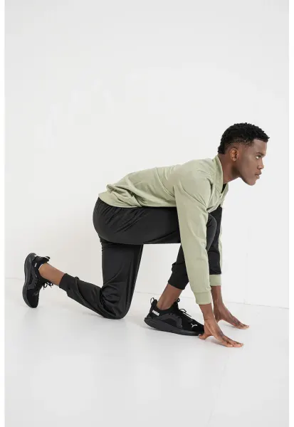 Trening cu logo si fermoar Poly - Negru/Verde pal