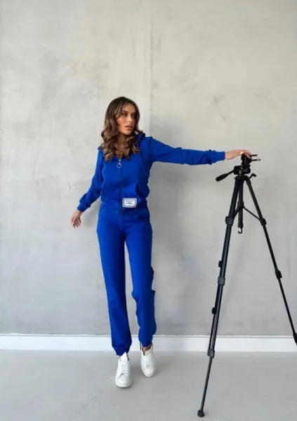 Trening dama cu model brodat, London, albastru