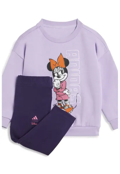 Trening din amestec de bumbac cu logo si imprimeu Minnie Mouse - Portocaliu stins/Lila/Alb optic