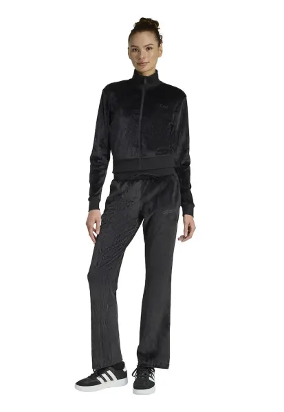 Trening din catifea cu guler mediu Glam - Negru