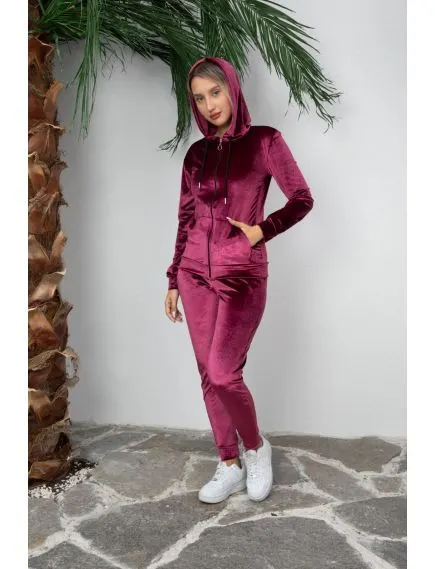 Trening doua piese dama din catifea, uni, mov
