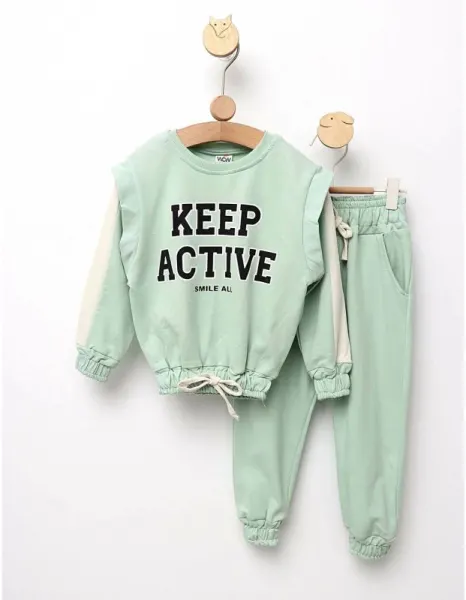 Trening Girls stil Crop Top model verde