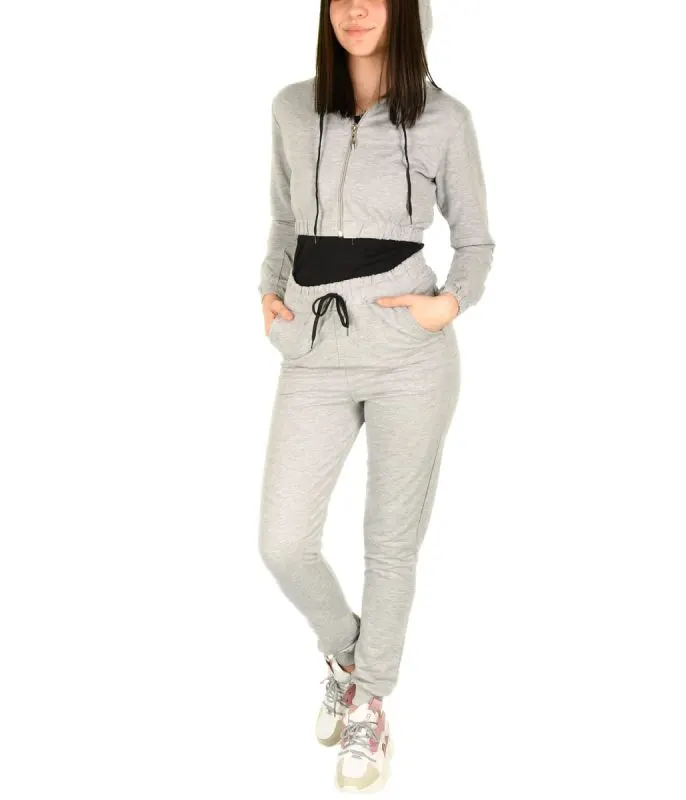 Trening gri cu bluza scurta pentru dama - cod 41501