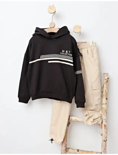 Trening H&Y Collection model negru-crem