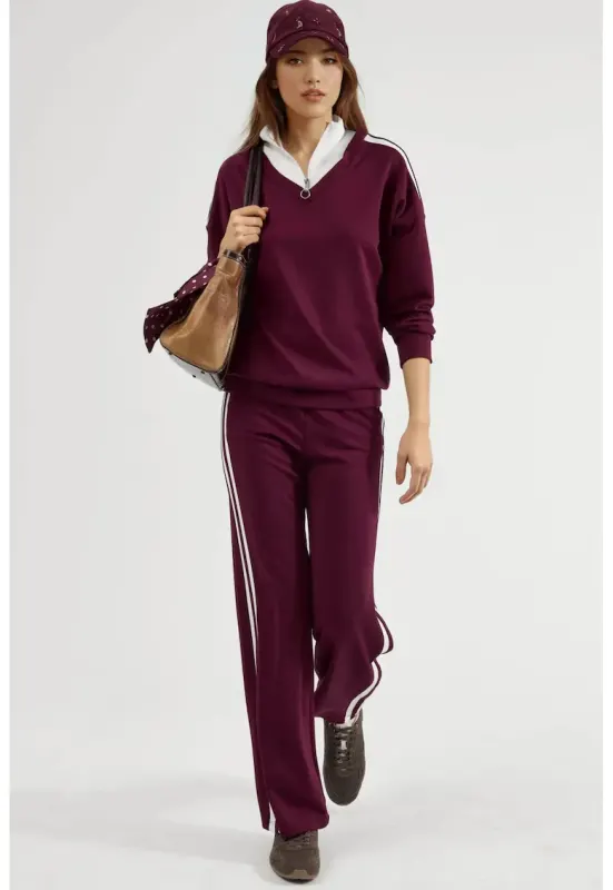 Trening lifestyle Femei Pantaloni Largi - Rosu - Jerseu
