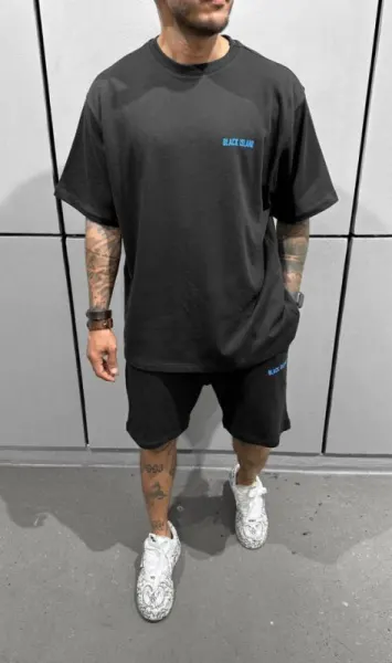 TRENING OVERSIZE BLACK ISLAND BLACK-BLUE TRBI25 (MĂRIME: M)