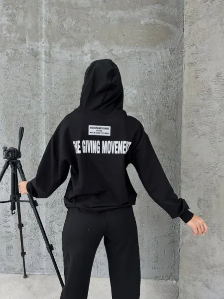 Trening pentru femei, cu model imprimat The Moment, Negru