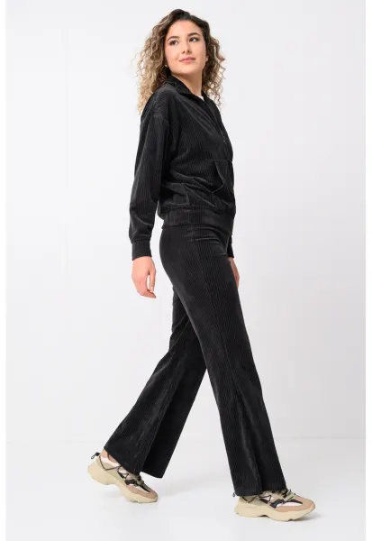 Trening relaxed fit de velur - Gri inchis