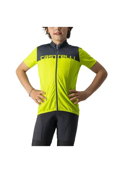 Tricou ciclism copii  Neo Prologo Bleumarin/Lime - Verde lime/Bleumarin