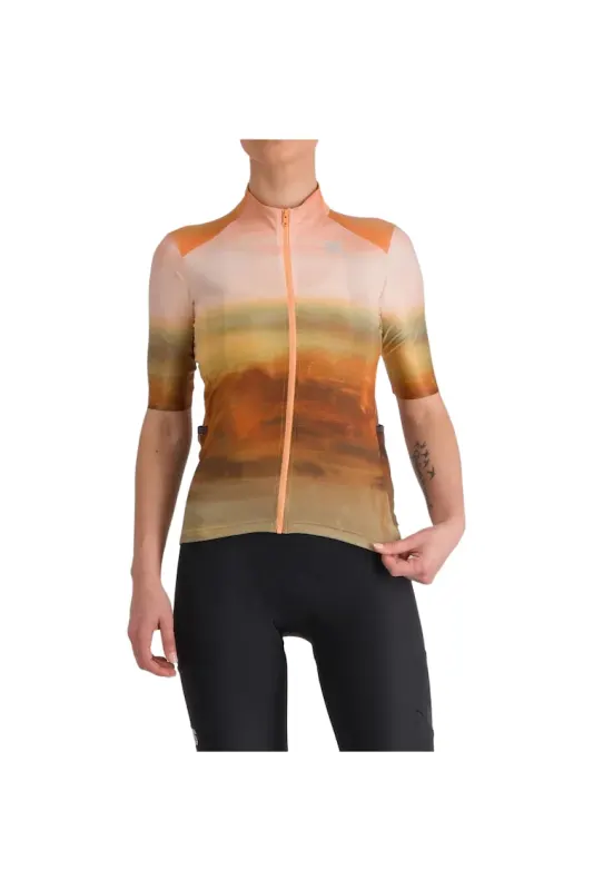 Tricou ciclism dama Flow Supergiara SS 2024 Crem/Maro - Crem