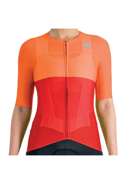 Tricou ciclism dama  Pro Rosu/Portocaliu - Rosu