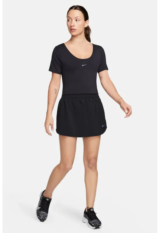 Tricou crop cu tehnologie Dri-FIT si decupaj pe spate pentru fitness Classic - Negru