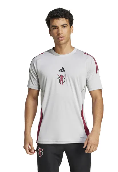 Tricou cu decolteu la baza gatului pentru fotbal Jude Bellingham - Negru/Rosu inchis/Alb murdar