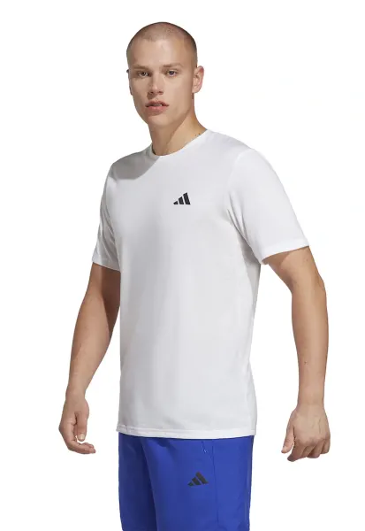 Tricou cu decolteu rotund pentru fitness - Alb optic