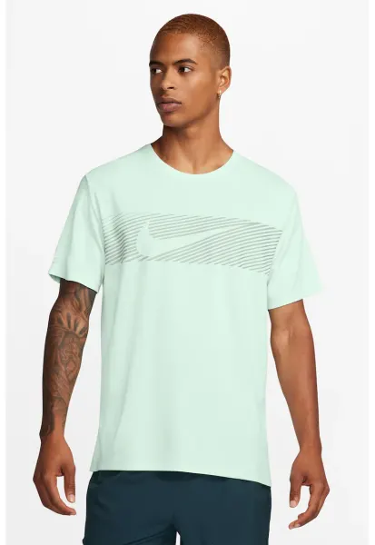Tricou cu detalii fosforescente pentru alergare Miler Flash - Verde pal