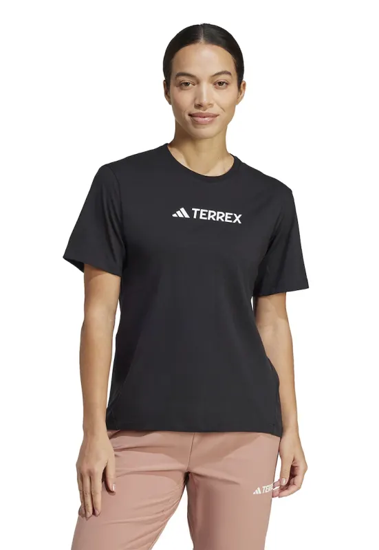 Tricou cu imprimeu logo pentru drumetii - Alb/Negru
