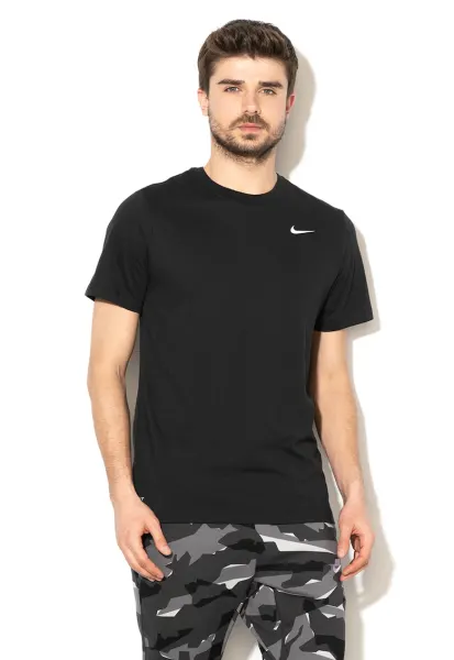Tricou cu tehnologie Dri-FIT si decolteu la baza gatului - pentru fitness - Alb/Negru