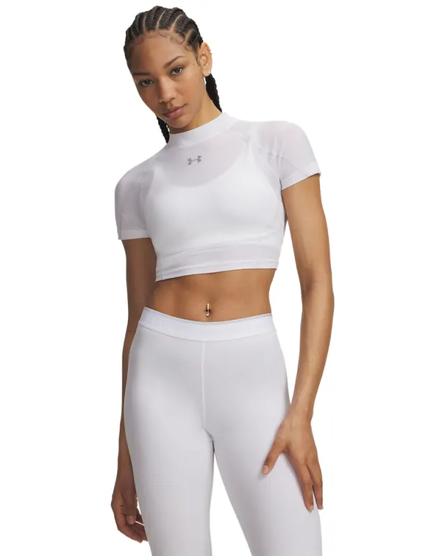 Tricou Dama HEATGEAR ELITE CROP MOCK SHORT SLEEVE Under Armour