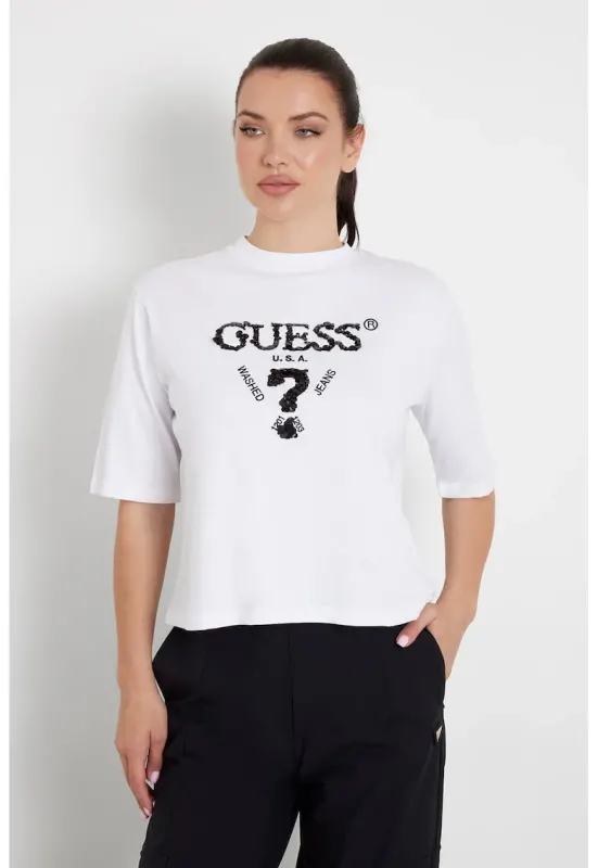 Tricou din bumbac cu paiete pentru antrenament - Alb/Negru