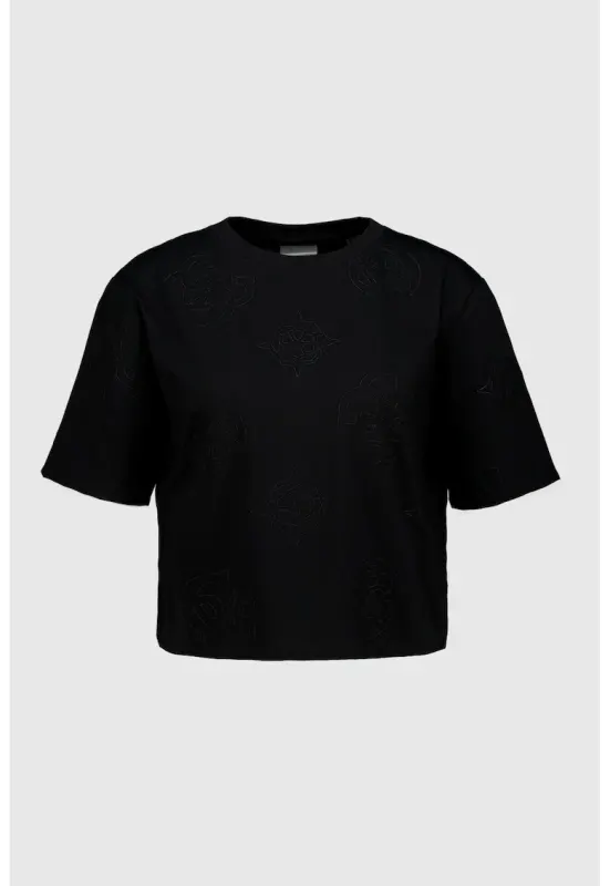 Tricou lejer cu broderie - pentru antrenament - Negru