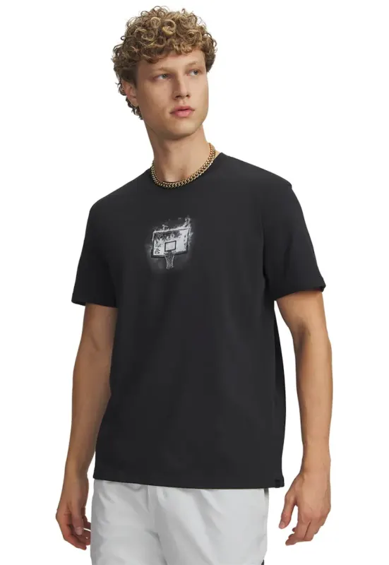 Tricou regular fit cu imprimeu text pentru baschet - Negru