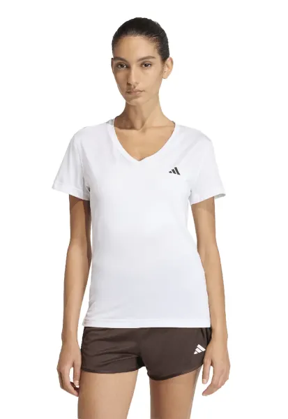 Tricou slim fit cu decolteu in V - pentru fitness Essentials - Alb