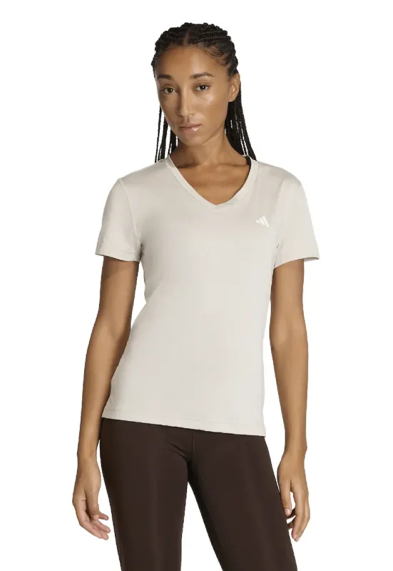 Tricou slim fit cu decolteu in V - pentru fitness Essentials - Alb fildes