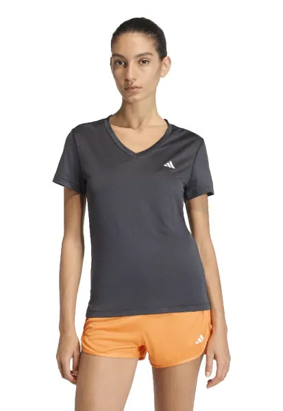 Tricou slim fit cu decolteu in V - pentru fitness Essentials - Negru