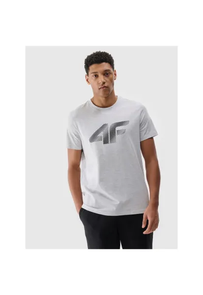 Tricou sport barbatesc  imprimeu - gri - bumbac