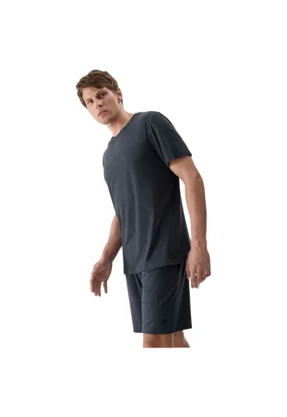 Tricou sportiv barbati  maneca scurta - uscare rapida - negru - poliester/elastan